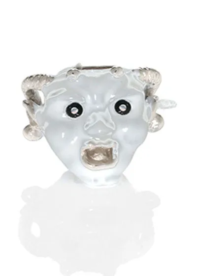 White Goldtone Horned Gargoyle Charm
