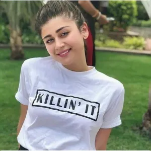 White Kil It Cotton Printed T-shirt For Womens