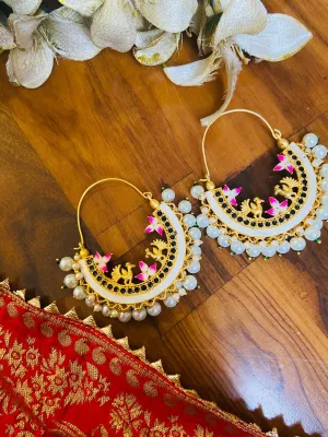 White Meenakari Earrings