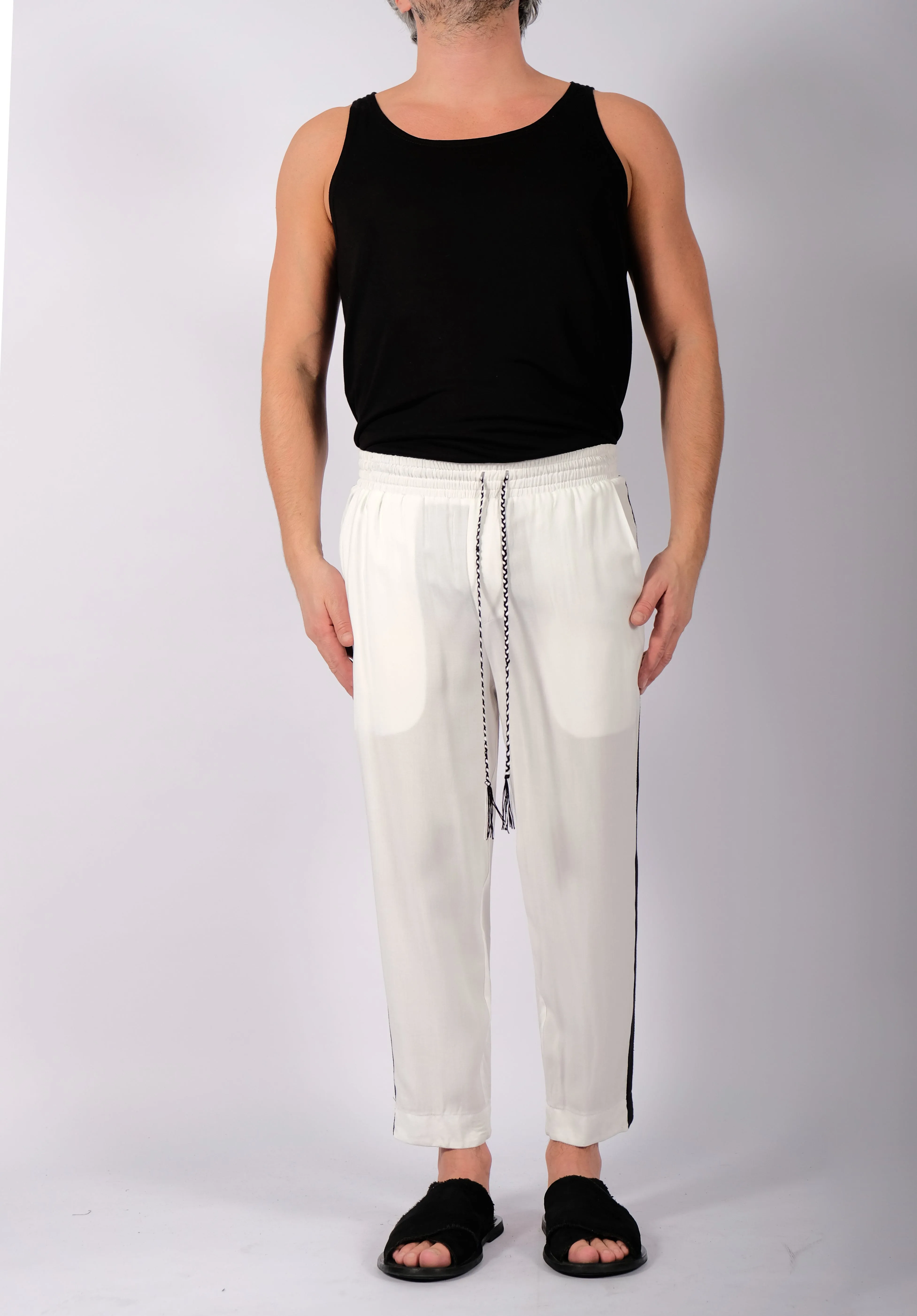 White Washed Cotton Trousers