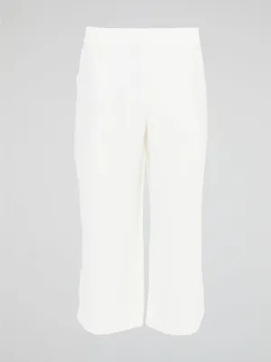 White Wide Leg Cropped Pants