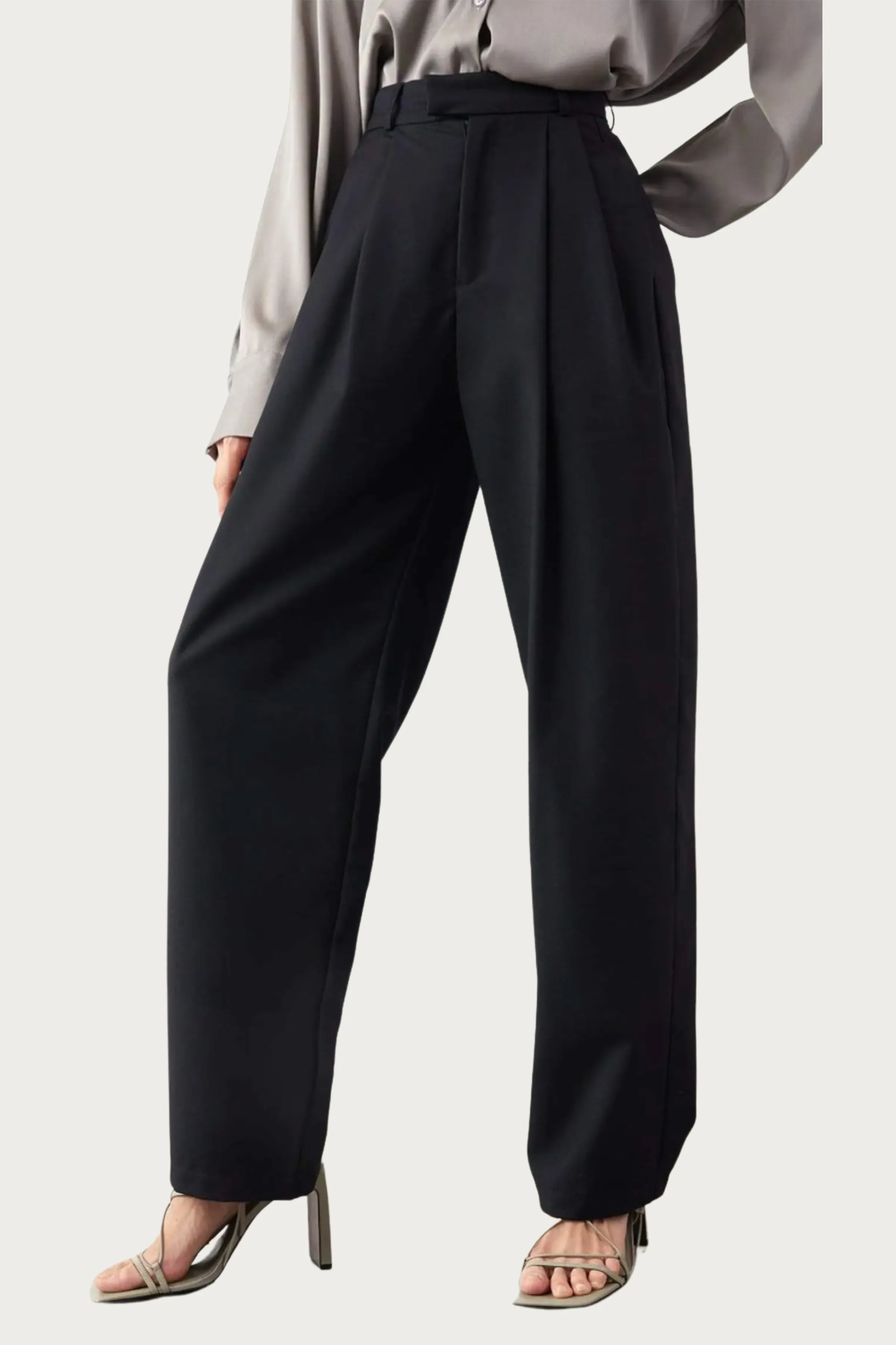 WHITLEY PLEATED TWILL WIDE-LEG PANTS