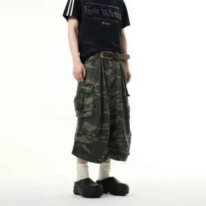 Wide-leg Camouflage Cargo Pants