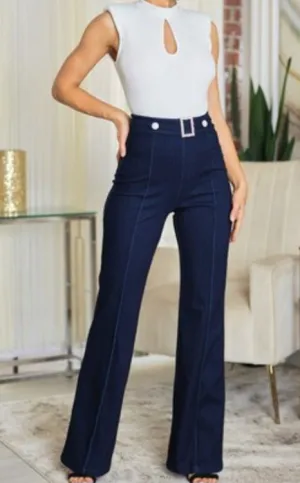 WIDE LEG DENIM PANTS HIGH WAIST FASHION