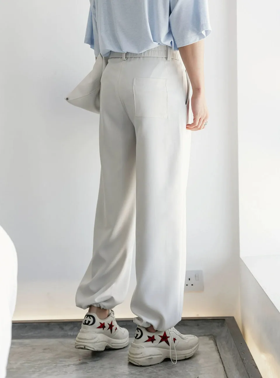 Wide-Leg Drawstring Pants