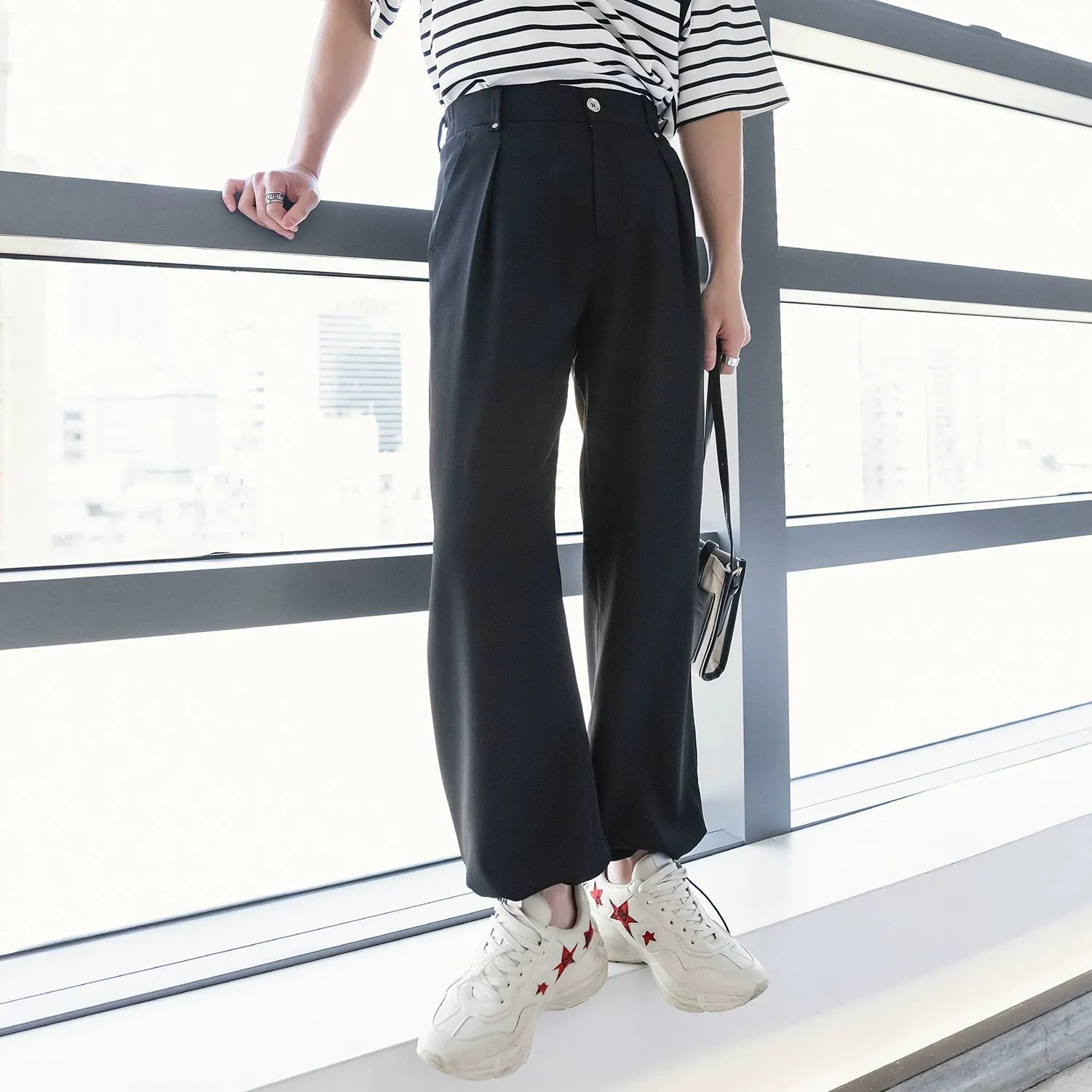 Wide-Leg Drawstring Pants