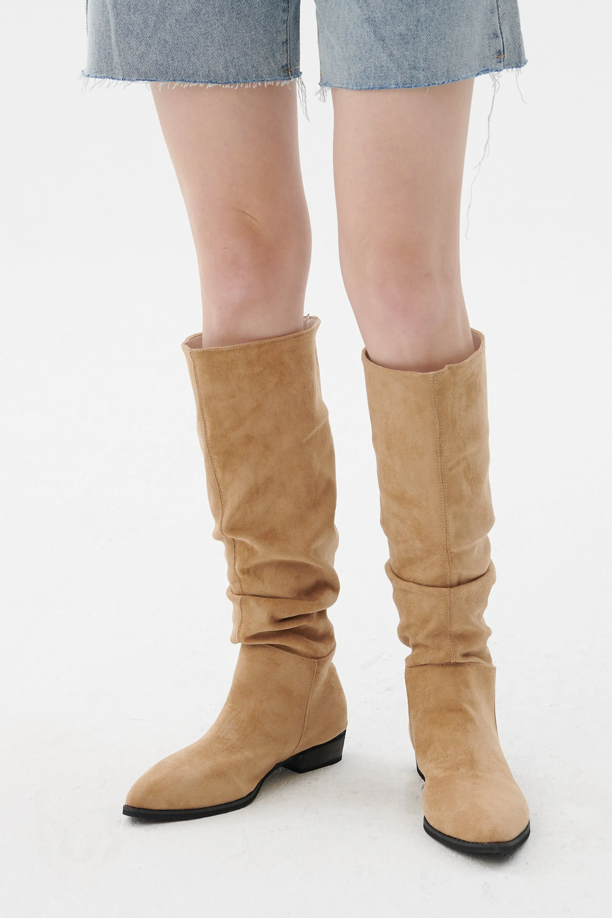 Wide-Leg Ruched Boots