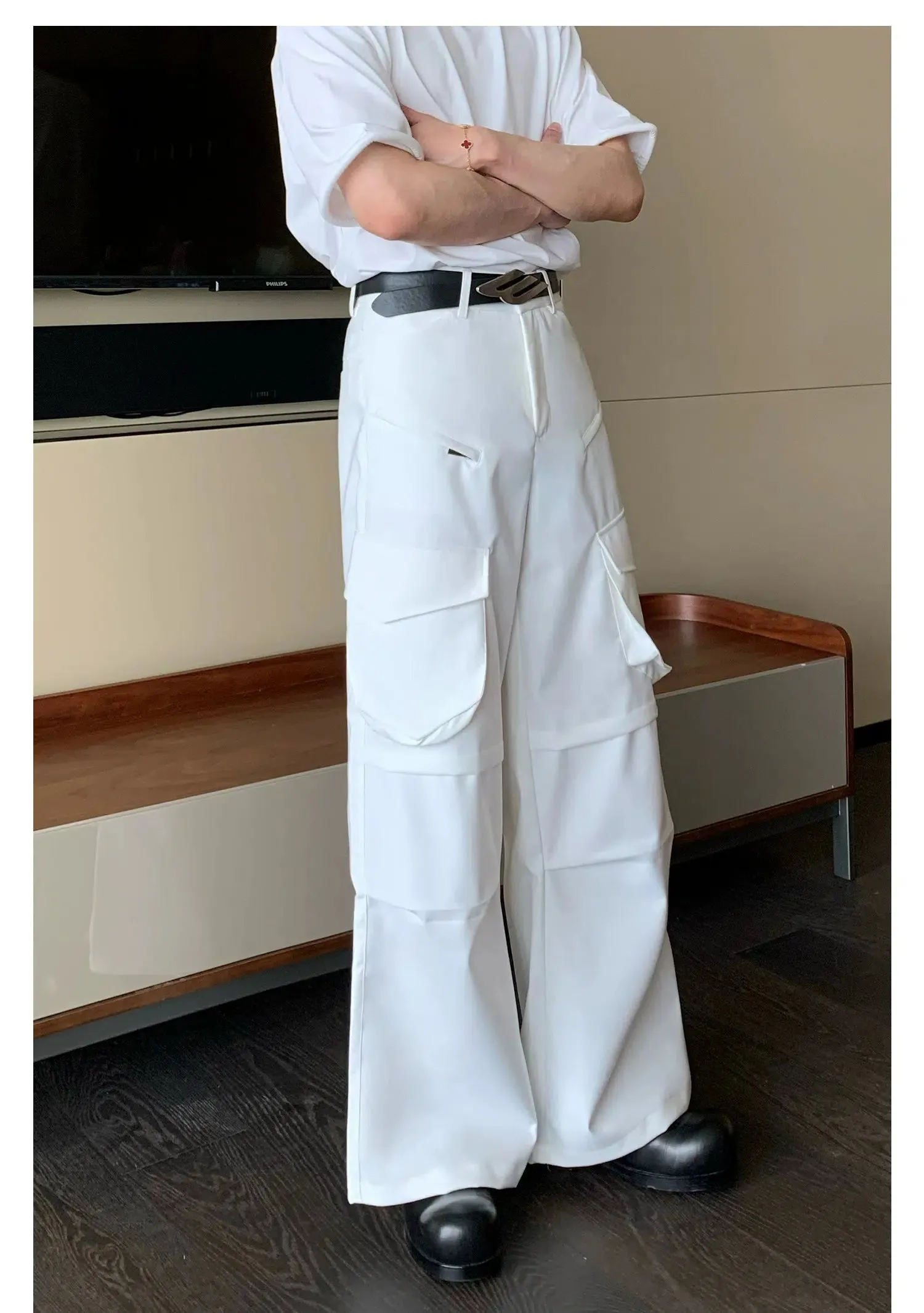 Wide-leg Straight-leg Cargo Pants