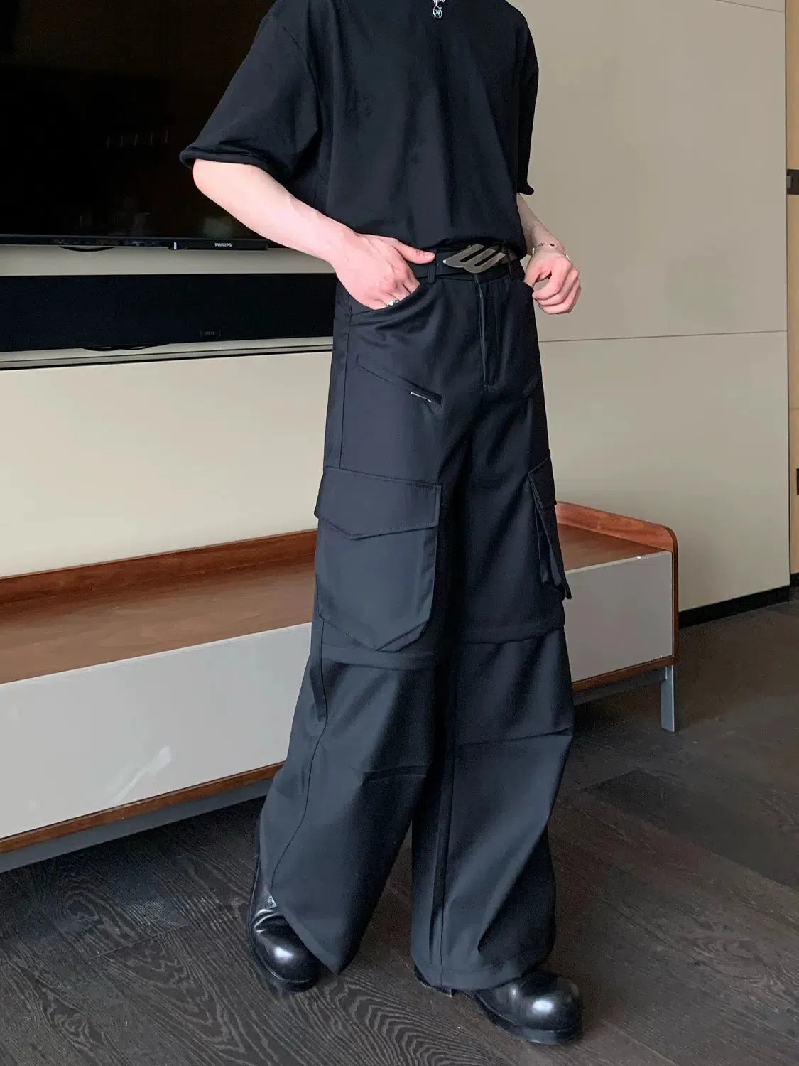 Wide-leg Straight-leg Cargo Pants