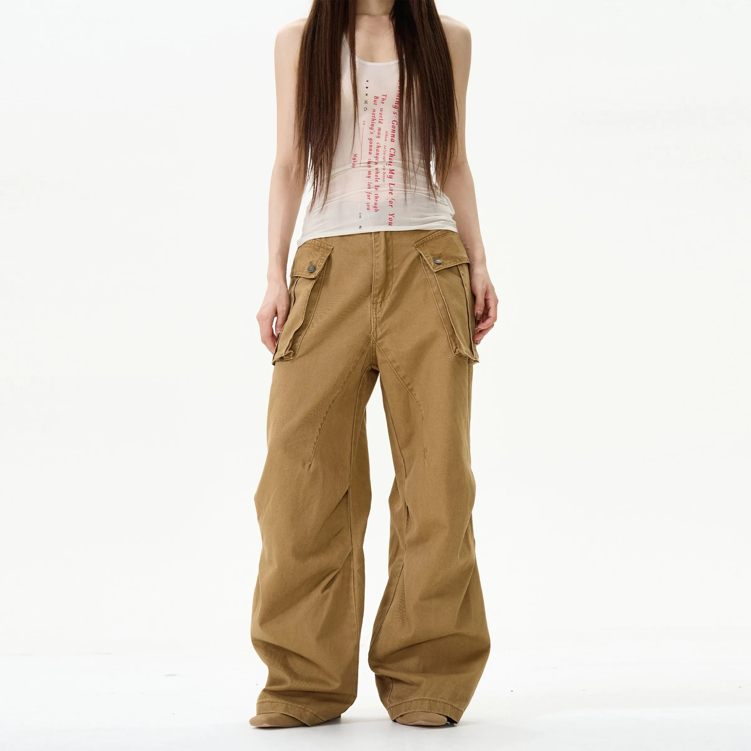 Wide-leg Straight-leg Cargo Pants