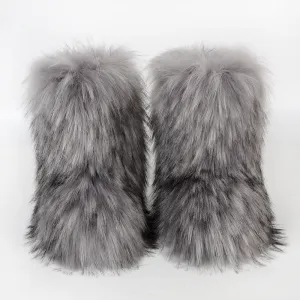 Winter Fluffy Faux Fox Fur Boots