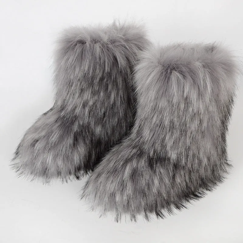 Winter Fluffy Faux Fox Fur Boots