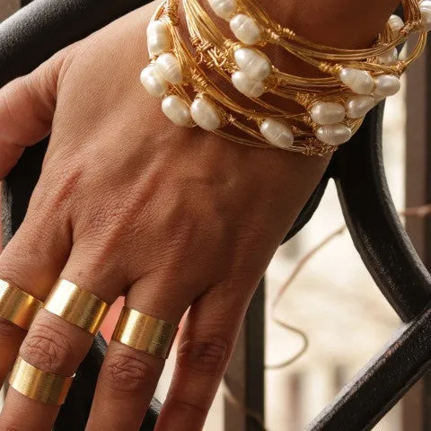 Wire Wrapped Cultured Pearls Bracelet