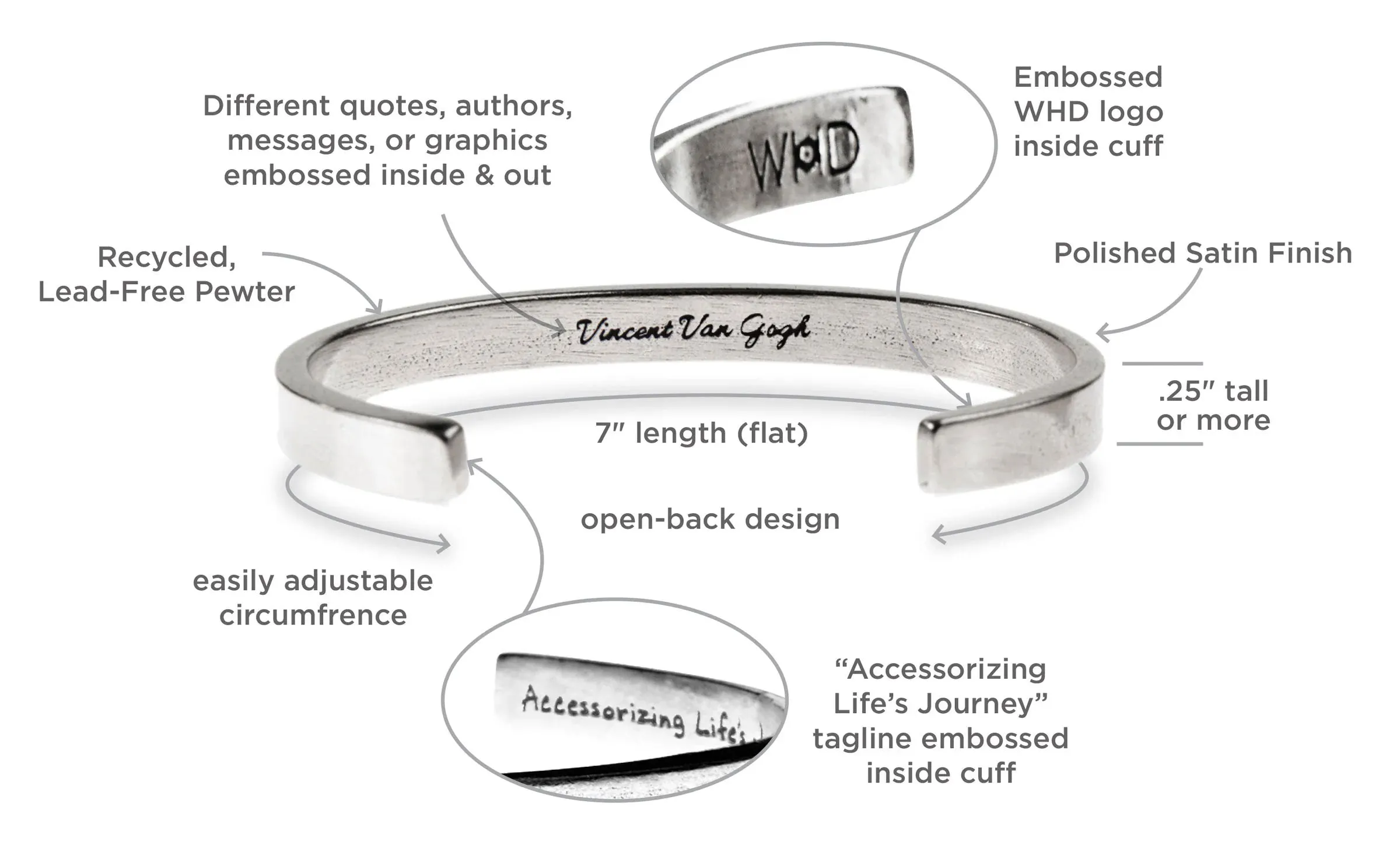 Without Music Life Would B Flat Quotable Cuff Bracelet