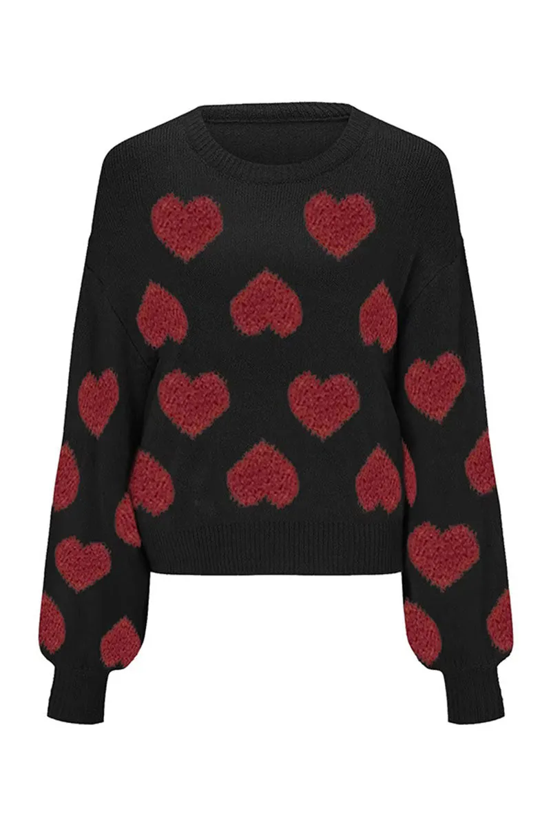 WK0284 Red Hearts Sweater