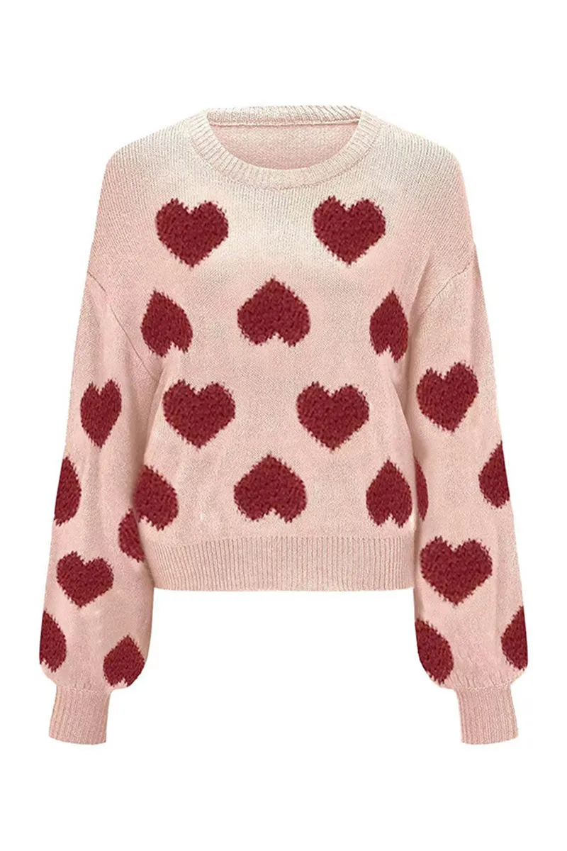 WK0284 Red Hearts Sweater