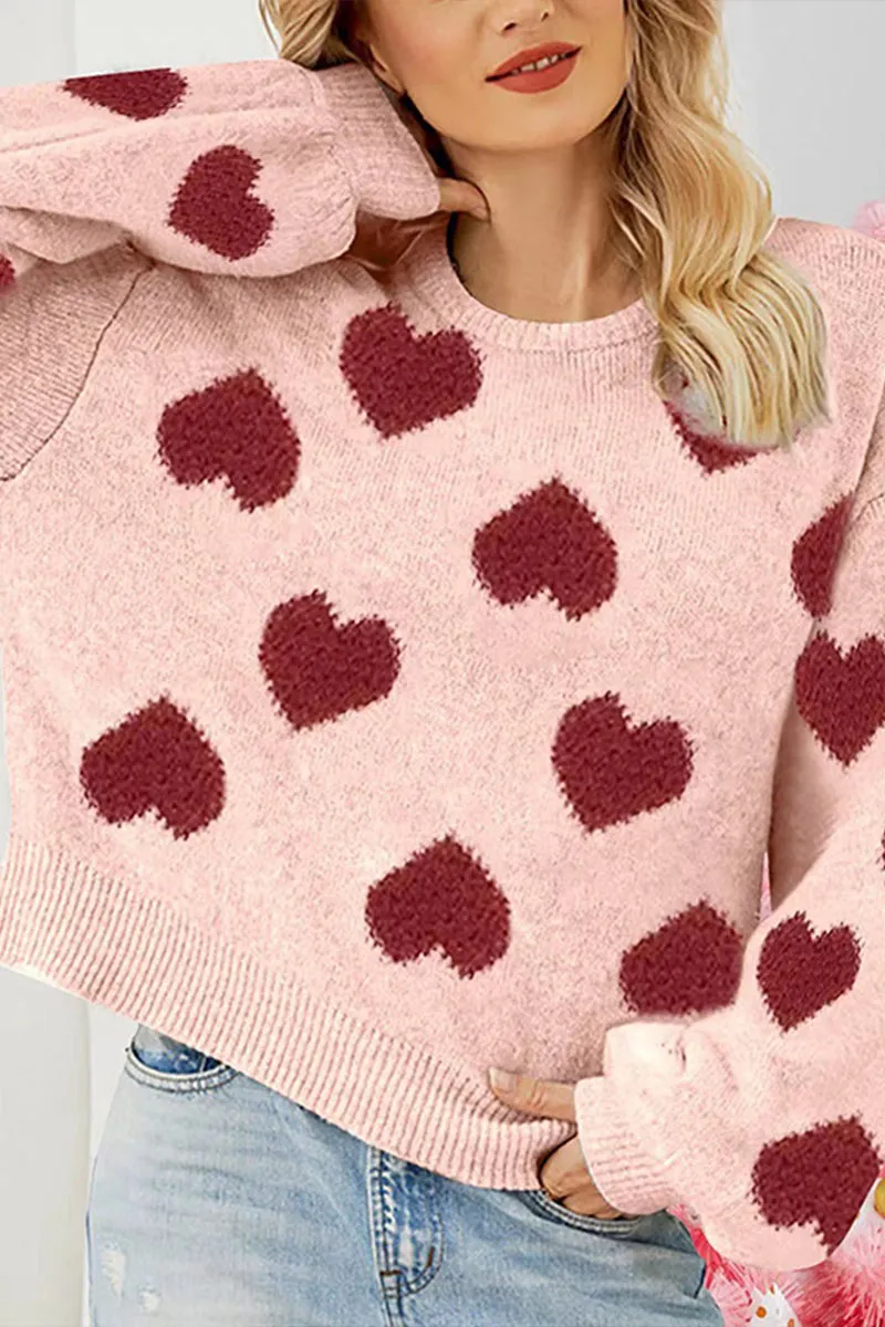 WK0284 Red Hearts Sweater