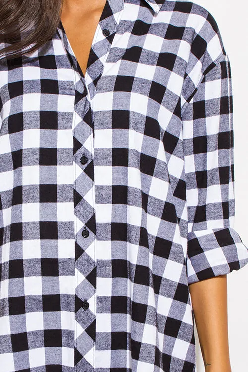 Woman plaid flannel mini dress