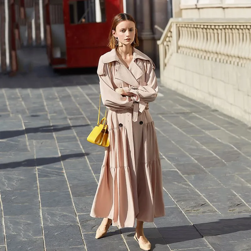 Women Double Breasted Pleated Dress