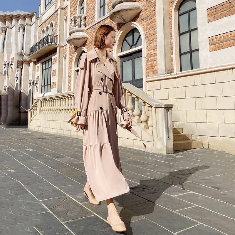 Women Double Breasted Pleated Dress