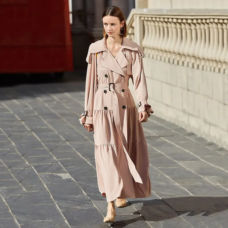 Women Double Breasted Pleated Dress