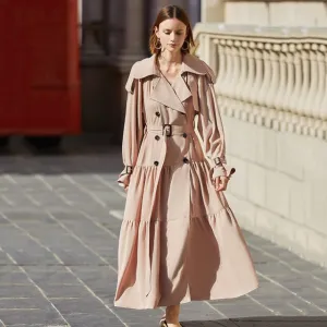 Women Double Breasted Pleated Dress