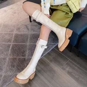 Women Height Increased Platform Punk Knee High Boots