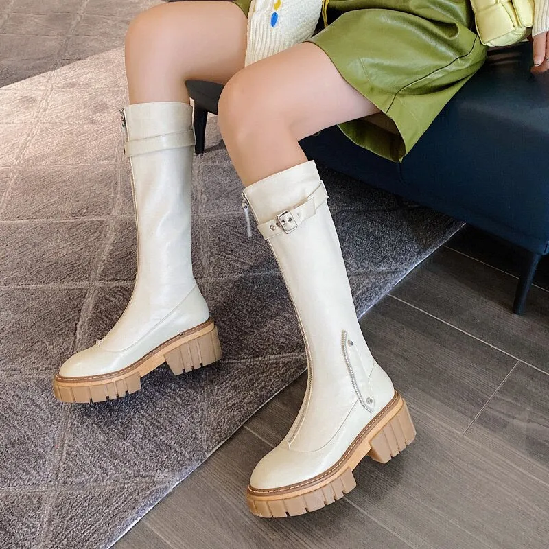 Women Height Increased Platform Punk Knee High Boots