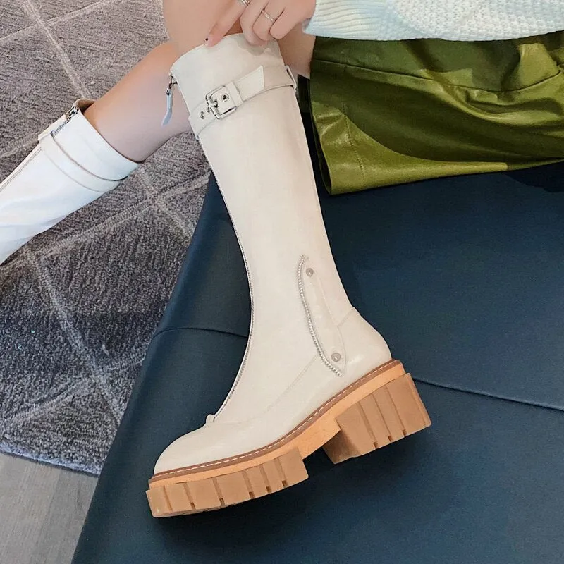 Women Height Increased Platform Punk Knee High Boots