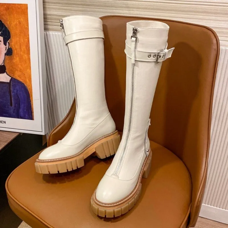 Women Height Increased Platform Punk Knee High Boots