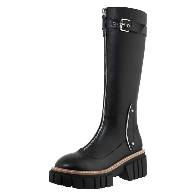 Women Height Increased Platform Punk Knee High Boots
