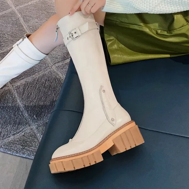 Women Height Increased Platform Punk Knee High Boots