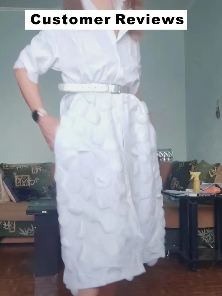 Women Lapel Collar Half Sleeves Shirt Dress