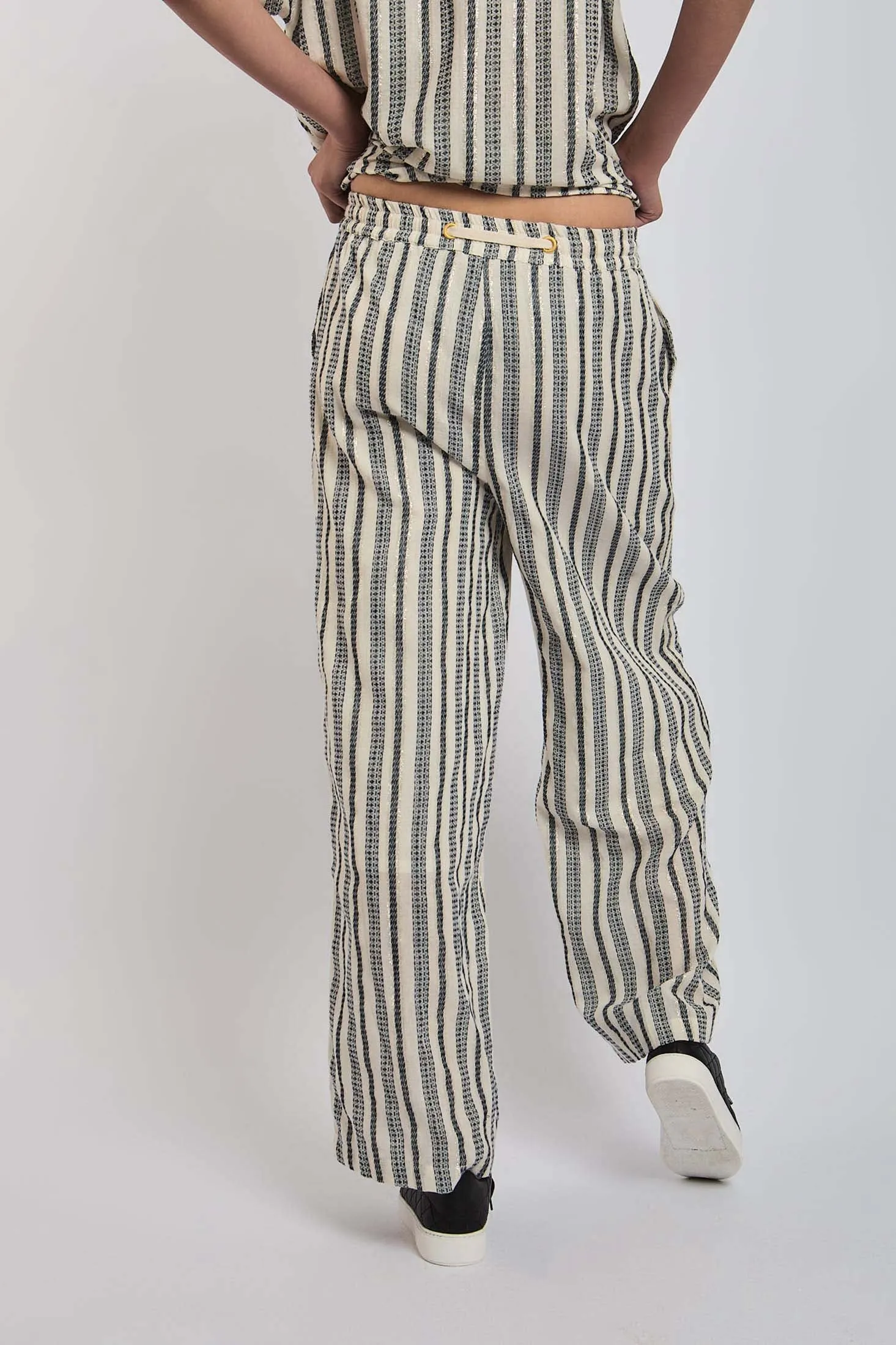 Women Pant Wide Leg  In Stripes Multicolor