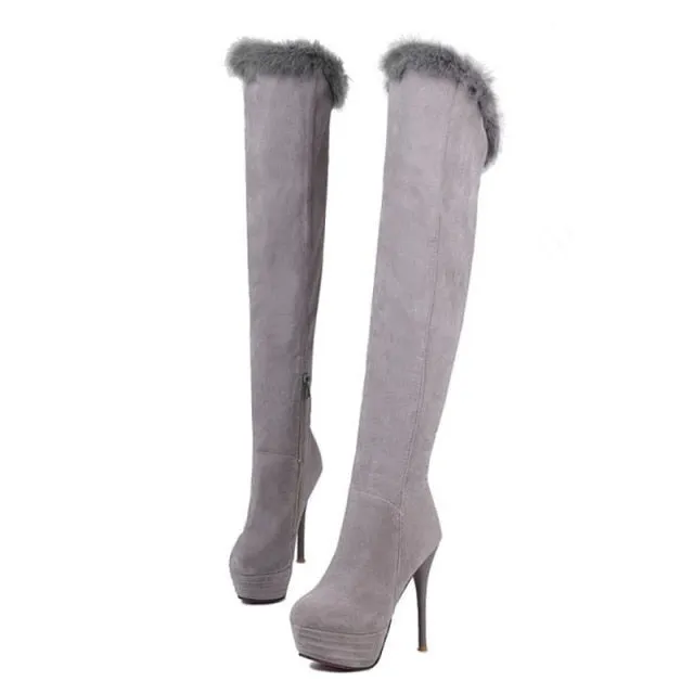 Women Platform High Heel Boots Over Knee