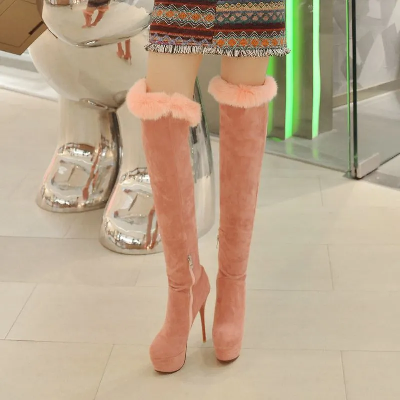 Women Platform High Heel Boots Over Knee