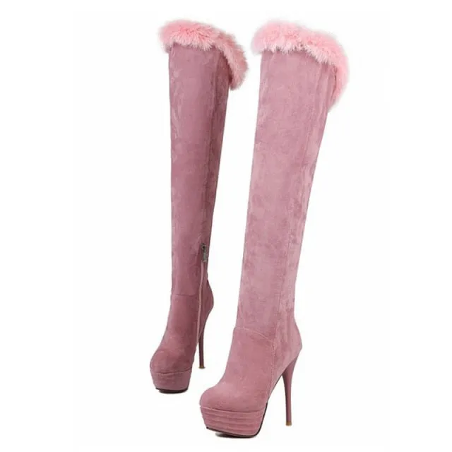 Women Platform High Heel Boots Over Knee