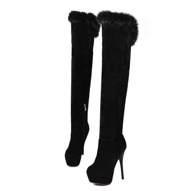 Women Platform High Heel Boots Over Knee