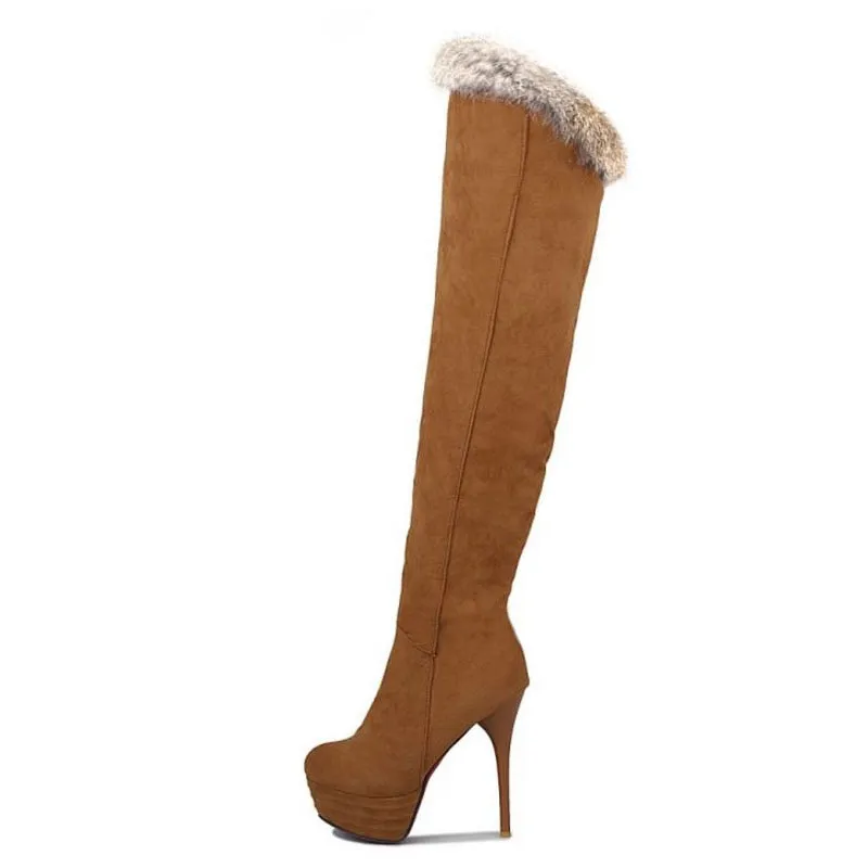 Women Platform High Heel Boots Over Knee