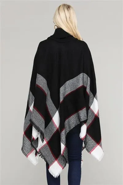 Women Pull Over Color-Blocked Poncho Black - Pack of 6