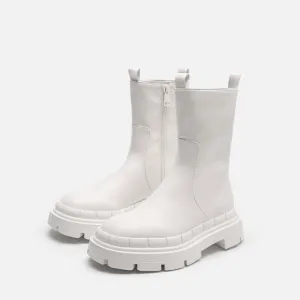 Women  Round Toe Chunky Heel Side Zipper  Boots