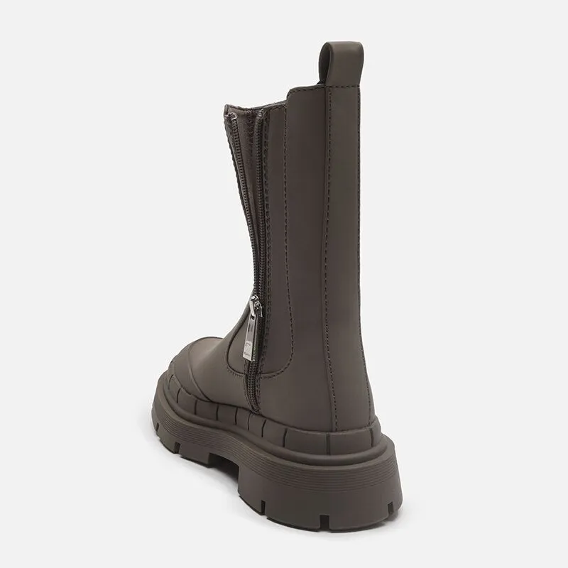 Women  Round Toe Chunky Heel Side Zipper  Boots