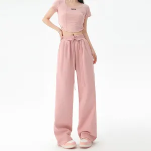 Women Spring Autumn Pants Fashion High Waist Straight Long Wide leg Sports pants Female Casual Female Long Pants Trousers