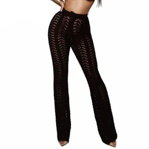 Women Summer Beach Knitted Hollow Out Pants See Through