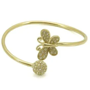 Women's Bracelets - Crystal Butterfly Gold Brass Bangle
