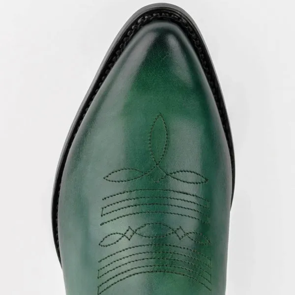Women's Cowboy Boots or Ankle Boots Handcrafted in Green Leather 2374 Texanas