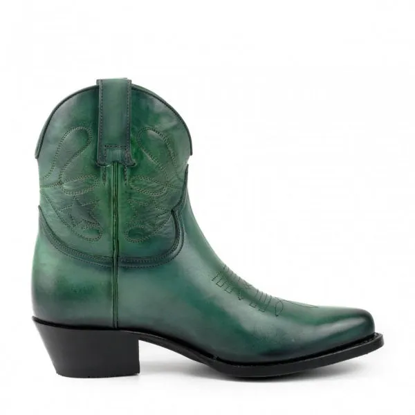 Women's Cowboy Boots or Ankle Boots Handcrafted in Green Leather 2374 Texanas