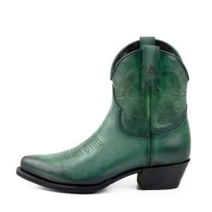 Women's Cowboy Boots or Ankle Boots Handcrafted in Green Leather 2374 Texanas