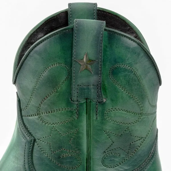 Women's Cowboy Boots or Ankle Boots Handcrafted in Green Leather 2374 Texanas