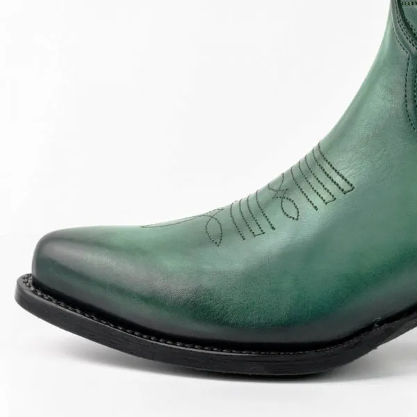 Women's Cowboy Boots or Ankle Boots Handcrafted in Green Leather 2374 Texanas